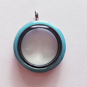 Origami Owl large Aqua enamel locket
